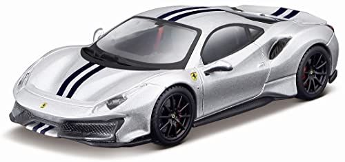 ブラーゴ フェラーリ 488 ピスタ ミニカー 1/43 2018年 シグネチャーシリーズ WITH SHOWCASE zilver 並行輸入品