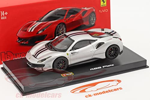 ブラーゴ フェラーリ 488 ピスタ ミニカー 1/43 2018年 シグネチャーシリーズ WITH SHOWCASE zilver 並行輸入品