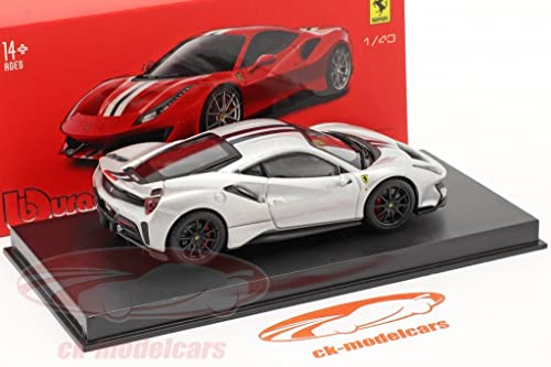 ブラーゴ フェラーリ 488 ピスタ ミニカー 1/43 2018年 シグネチャーシリーズ WITH SHOWCASE zilver 並行輸入品