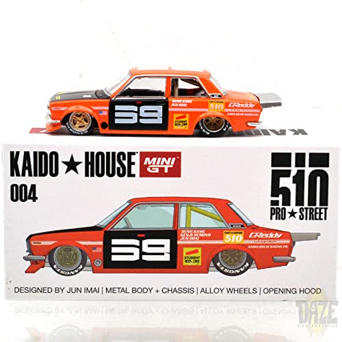 MINI GT 1:64 Scale Model KAIDO HOUSE 1971 DATSUN 510 PRO STREET-SK510 ORANGE 街道はうす 1971 ダットサン 510 プロストリート - SK510 オレンジ