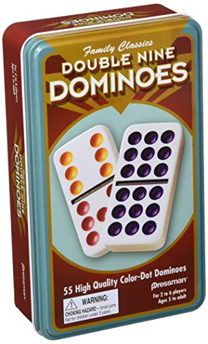 ボードゲーム Pressman Toy Double 9 Colour Dominoes in Tin Colours Vary 輸入版 日本語説明書なし