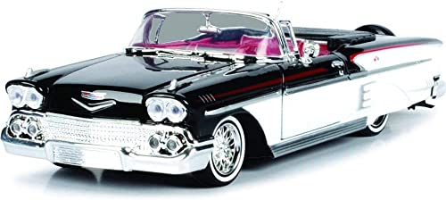 MOTORMAX ミニカー 1/24 シボレー インパラ IMPALA 1958 LOW RIDER ブラック/ホワイト 並行輸入品